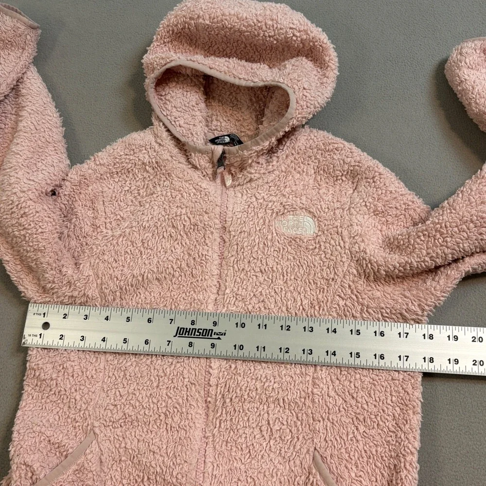 The North Face Girls Pink Oso Hooded Fuzzy Fleece Jacket Full Zip Size L 14/16